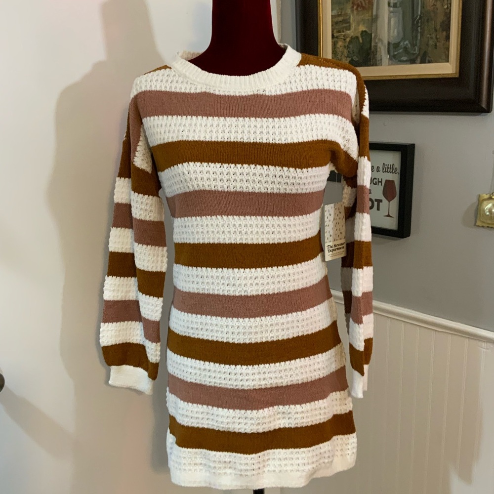 Love Knits Striped Knit sweater tunic length size M